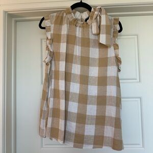 Who What Wear Beige and White Plaid Top